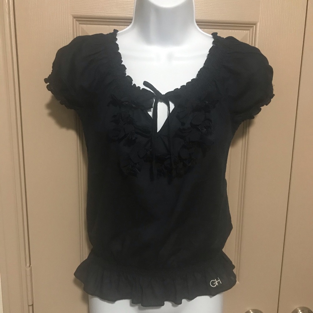 Gilly Hicks Tattered Bow Blouse